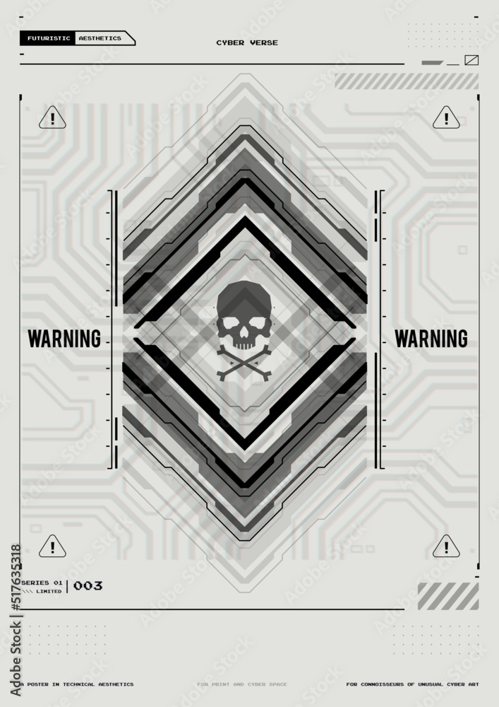Poster tech abstract poster template with hud elements. cyber culture, modern flyer for web and print. hack