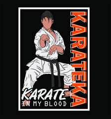 modern design karate pose with streetwear style vector