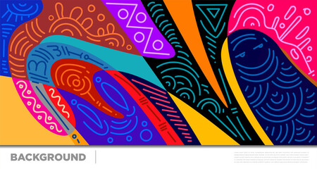 Obraz premium Abstract liquid shape. Fluid geometric design. Isolated gradient waves with geometric lines, dots, batik Indonesia pattern. Vector illustration.
