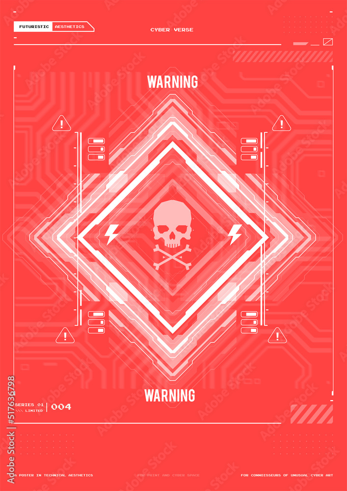Poster tech abstract poster template with hud elements. cyber culture, modern flyer for web and print. hack