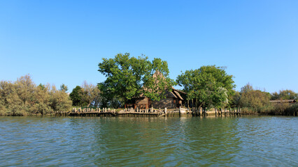 shed in the nature reserve at the mouth of the Stella river in Friuli Italy