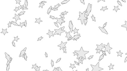 Toon white star objects on white background.
3DCG confetti illustration for background.

