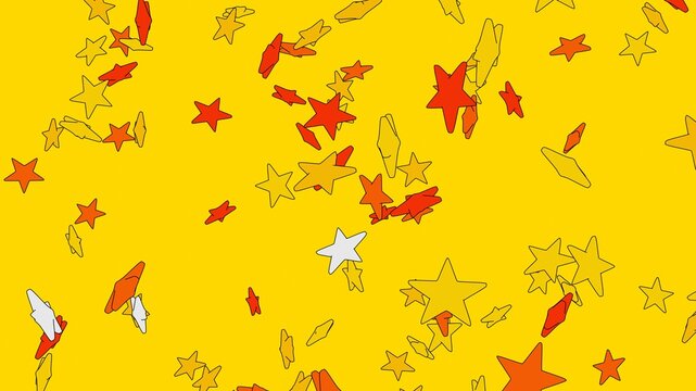 Toon Yellow Star Objects On Yellow Background.
3DCG Confetti Illustration For Background.