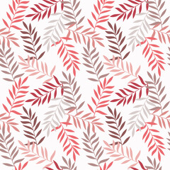 Leaves seamless pattern vector. Abstract branches floral illustration. Natural summer holiday backdrop. Wallpaper, background, fabric, textile, print, wrapping paper or package design.