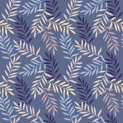 Branches seamless pattern vector. Abstract colorful leaves floral illustration. Natural summer holiday backdrop. Wallpaper, background, fabric, textile, print, wrapping paper or package design.
