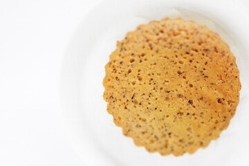Homemade brown sugar cake served with cherry for gourmet dessert