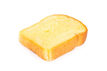 buttered bread isolated on white background