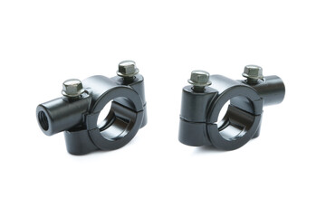 2 Pcs. Motorcycle mirror handlebar mounts clamp for motorbike or bicycle isolated on white background with clipping path.