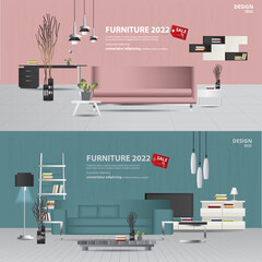 Poster Furniture Sale Vector Illustration