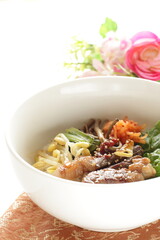 Korean food, barbecue beef and Namul Bibimbap mixed rice
