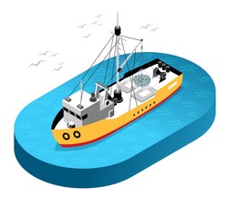 Isometric Commercial Fishing Boat