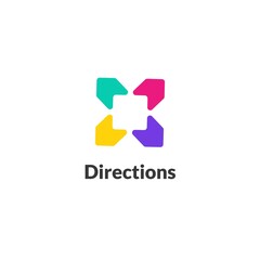Minimalist navigation logo. Direction, route, navigation abstract sign for business, brands. Vector illustration