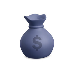 3d vector money bag with dollar icon. Cash, interest rate, business and finance, return on investment, financial solution, prepayment and down payment concept