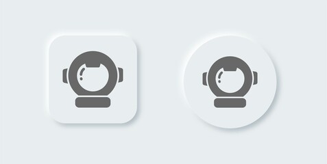 Astronaut solid icon in neomorphic design style. Spaceman helmet signs vector illustration.