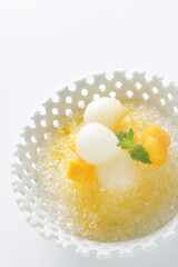 Summer white melon and mango on Shaved ice for Korean food image