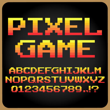 8 bit pixel alphabet. Modern stylish fonts or letters types for titles or titles such as posters, layout design, games, websites or print. fonts pixel retro game style
