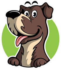 Cute, funny cartoon style dog character, isolated on white background.