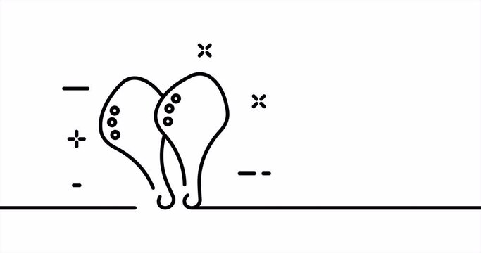 Fried chicken legs. Eat, tasty, fry, delicious, meat, cook, restaurant, spicy. Eating concept. One line drawing animation. Motion design. Animated technology logo. Video 4K