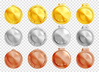 Realistic Medallions Transparent Set