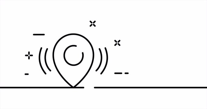 Map pointer. Location, route, notification, gps navigation, orientate, terrain, go, move, map. Geolocation concept. One line drawing animation. Motion design. Animated technology logo. Video 4K
