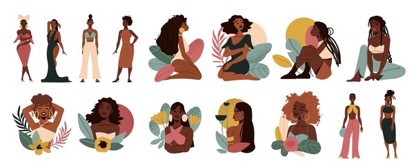 Black Girl Woman Icon Set