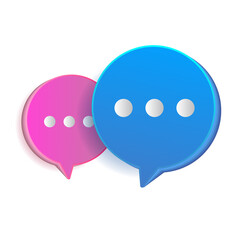 Pair of speech bubbles icon with blue and pink color, message speech bubble icon