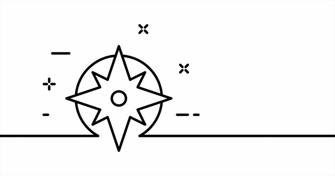 Octagonal star. Shine, light, figure, space, eight, ends. Heavenly bodies concept. One line drawing animation. Motion design. Animated technology logo. Video 4K