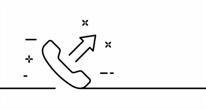 Outgoing call. Communication, phone, landline, arrow, employee, work, job. Business concept. One line drawing animation. Motion design. Animated technology logo. Video 4K