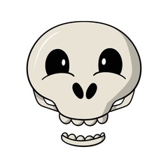 Cute cartoon skull for holiday, cute smiling skull, cartoon style vector illustration