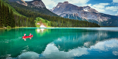 Beautiful Emerald Lake in Rocky Mountains, Yoho National Park, British Columbia, Canada