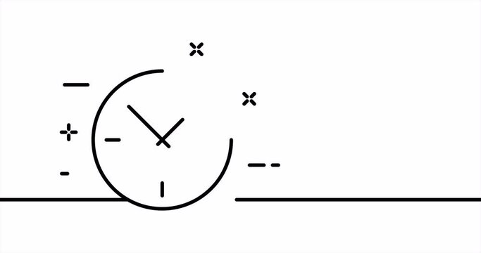 Clock. Time table, work, business, planning, sked, appointment, job, plan. Schedule concept. One line drawing animation. Motion design. Animated technology logo. Video 4K