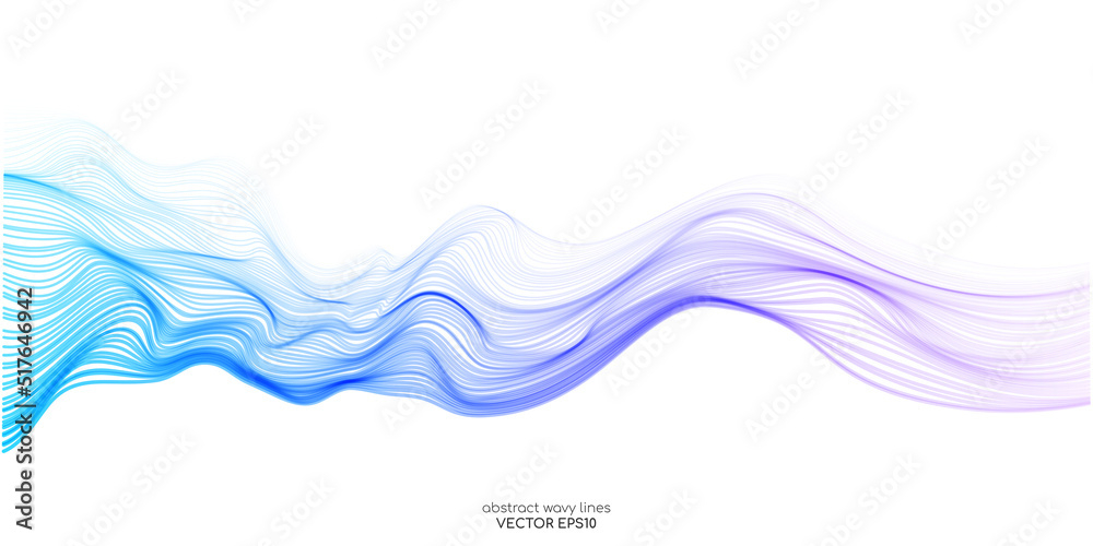 Poster vector wave lines smooth flowing dynamic blue purple pink gradient isolated on white background for 