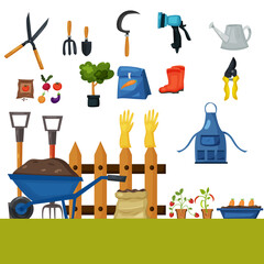 concept of gardening garden tools banner equipment 