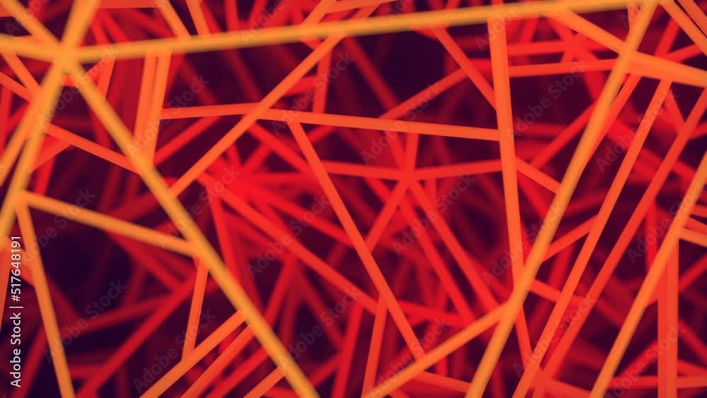 Aufkleber Moving geometric pattern with depth of field effect. 3d render loop animation 4K