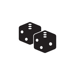 Two Dice cubes. Dice with white dots on a white background. 3D effect illustration