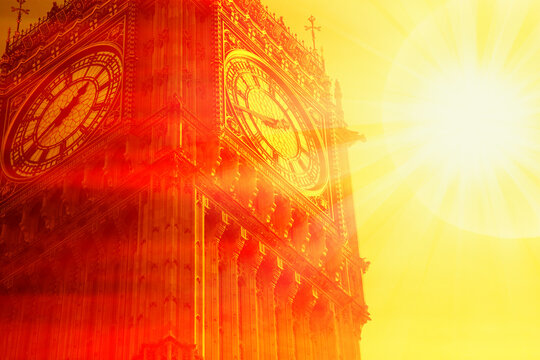extreme heat in London sun and Big Ben