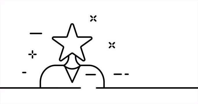 Star on a stand. Reward, achievement, achive the goal, succeed, success, rating, Business concept. One line drawing animation. Motion design. Animated technology logo. Video 4K