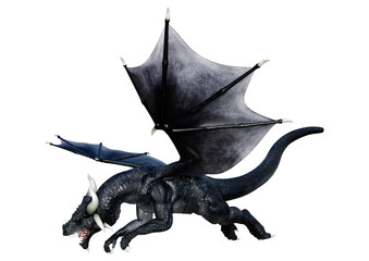 3D Rendering Fairy Tale Dragon on White