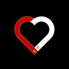 friendship concept. heart ribbon icon of montenegro and cyprus flags. vector illustration isolated on black background - obrazy, fototapety, plakaty