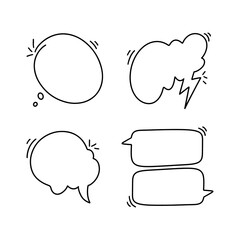 doodle blank speech bubbles vector set