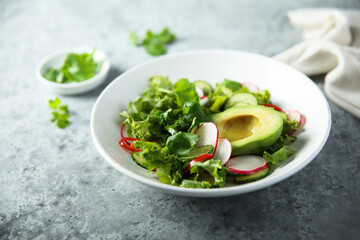 Fresh vegetable salad with avocado