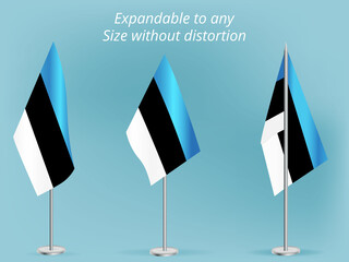 Flag of Estonia with silver pole.Set of Estonia's national flag