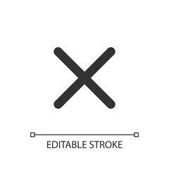 Obraz premium Cross mark pixel perfect linear ui icon. Delete action. Cancel button. Close window. GUI, UX design. Outline isolated user interface element for app and web. Editable stroke. Arial font used