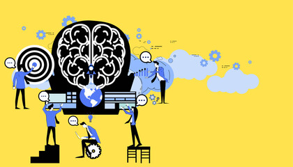  brainstorm with world.icon set idea and concept creativity illustration business  innovation technology modern. 