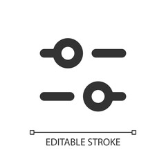 Horizontal adjust pixel perfect linear ui icon. Equalizer. Sound option. Volume control. GUI, UX design. Outline isolated user interface element for app and web. Editable stroke. Arial font used