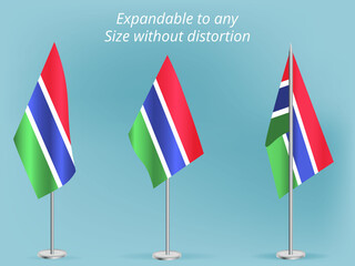 Flag of Gambia with silver pole.Set of Gambia's national flag
