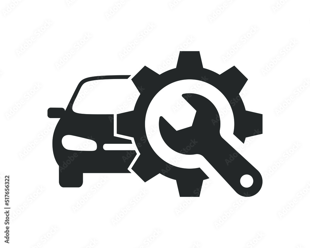 Wall mural car service graphic icon. auto repair sign isolated on white background. symbol of service station.  - Wall murals