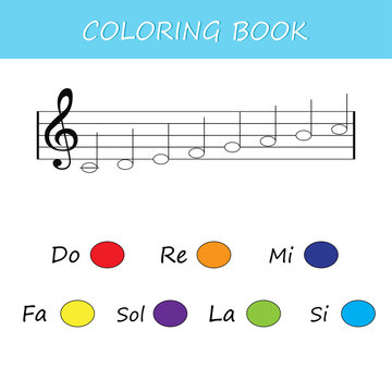 Game for kids. Coloring book. Musical notes. Vector illustration. Game for the development of logic for preschool children