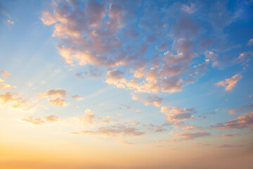 Pastel  colors of  Sunset  Sunrise Sundown Sky with light colorful clouds
