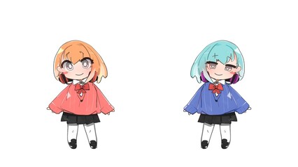 少女 キャラクター 萌え 女子高生 デフォルメ 白背景 [別Verあり]